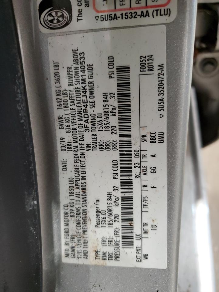 2019 Ford Fiesta Se VIN: 3FADP4EJ4KM140533 Lot: 90015715