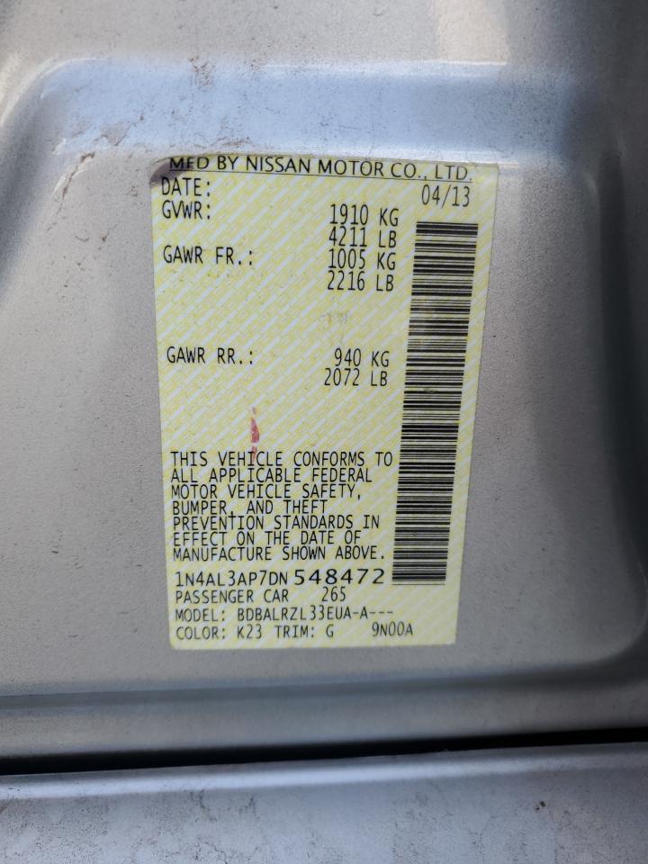 2013 Nissan Altima 2.5 VIN: 1N4AL3AP7DN548472 Lot: 86292695