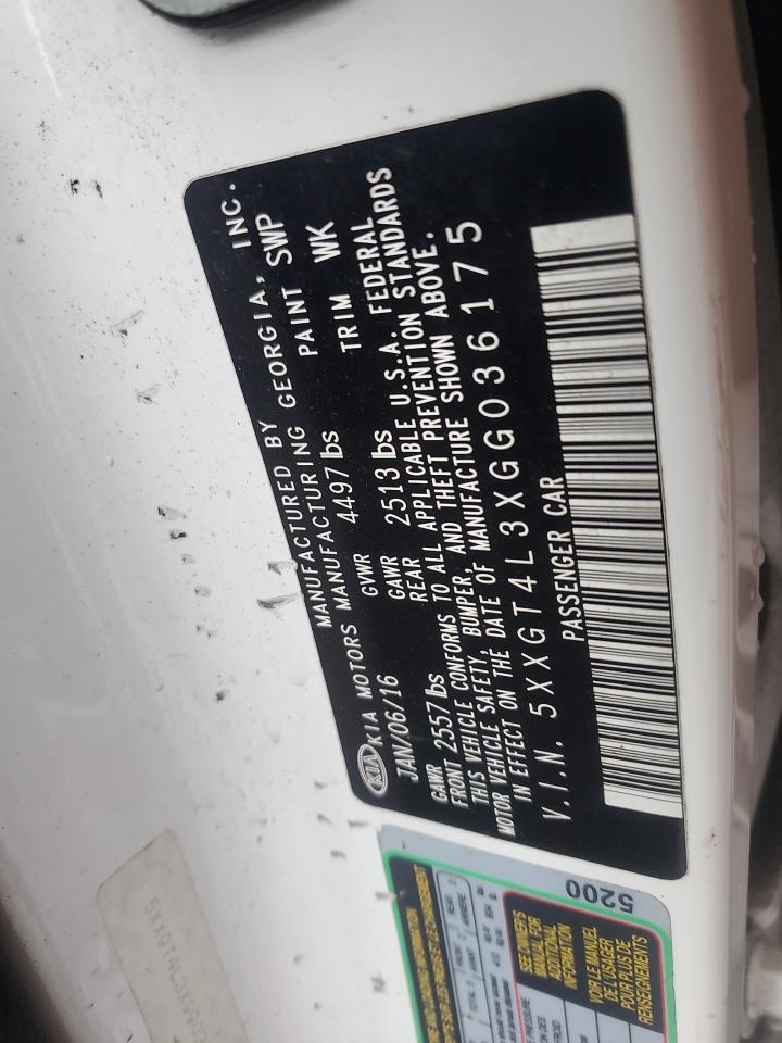 2016 Kia Optima Lx VIN: 5XXGT4L3XGG036175 Lot: 85746585