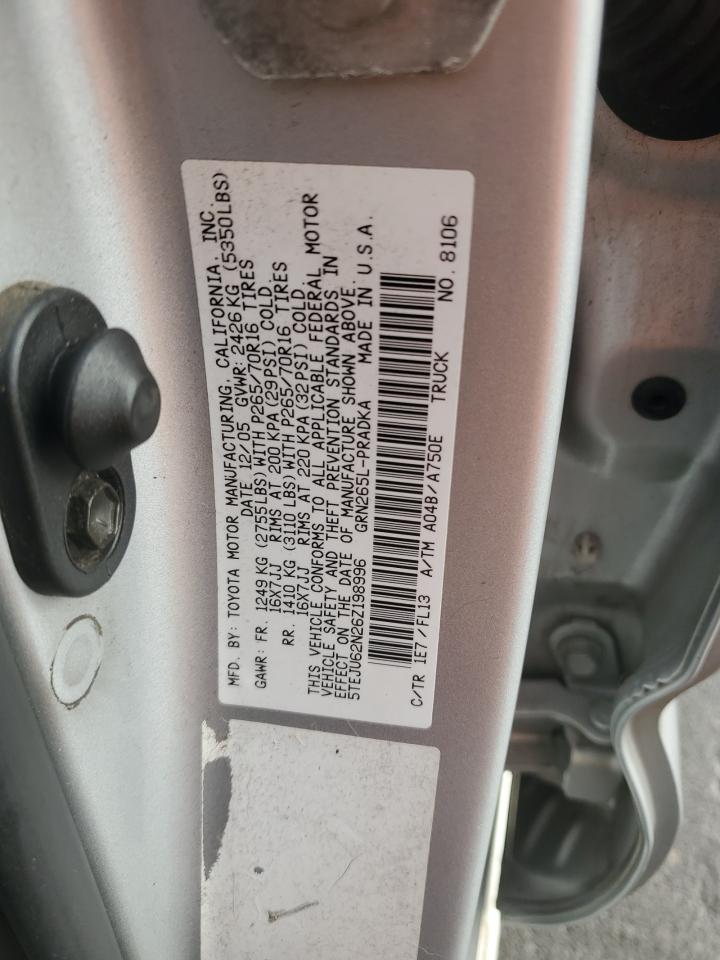 2006 Toyota Tacoma Double Cab Prerunner VIN: 5TEJU62N26Z198996 Lot: 85597725