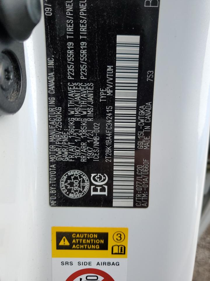 2015 Lexus Rx 350 Base VIN: 2T2BK1BA4FC342415 Lot: 81390935