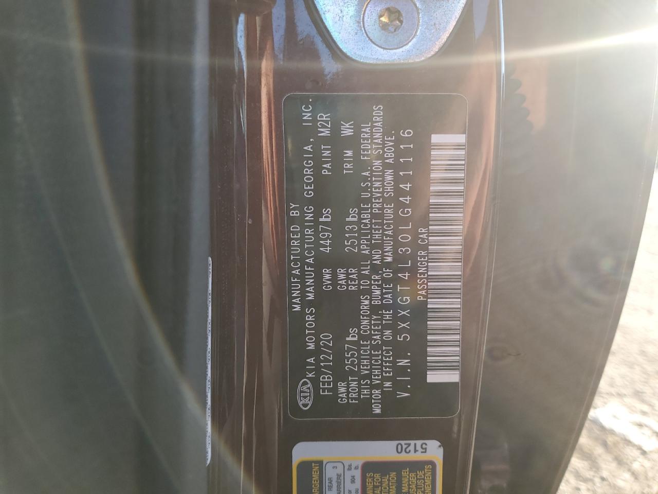 2020 Kia Optima Lx VIN: 5XXGT4L30LG441116 Lot: 82375115