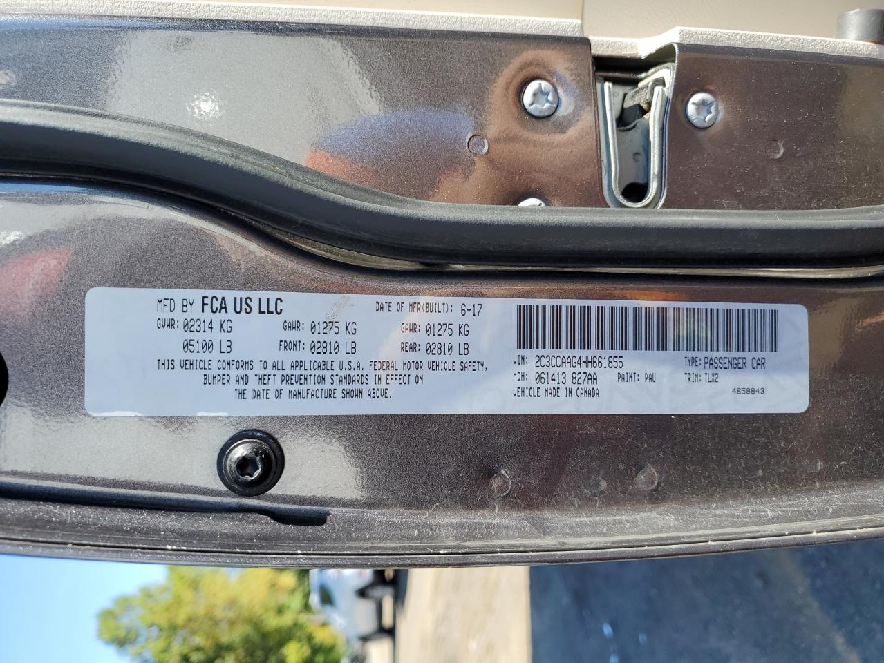 2017 Chrysler 300 Limited VIN: 2C3CCAAG4HH661855 Lot: 84787075