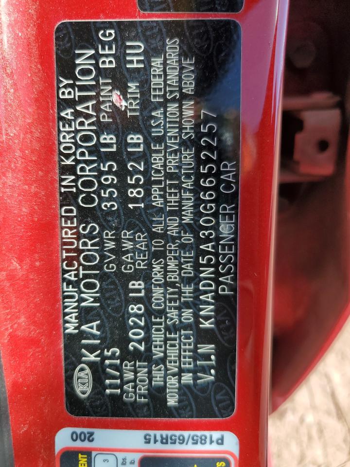 2016 Kia Rio Ex VIN: KNADN5A30G6652257 Lot: 86650095