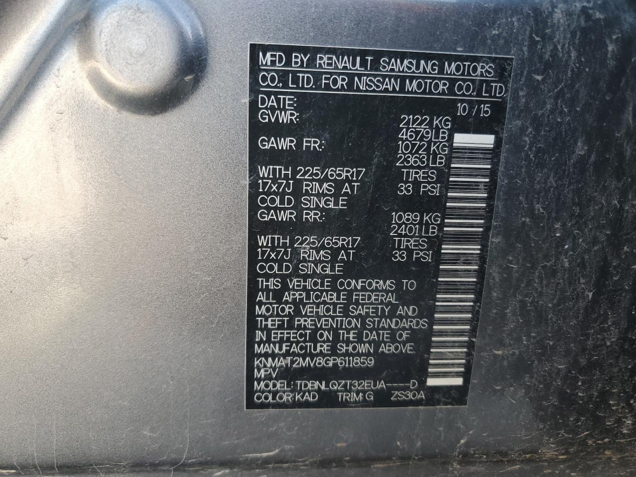 2016 Nissan Rogue S VIN: KNMAT2MV8GP611859 Lot: 86265845