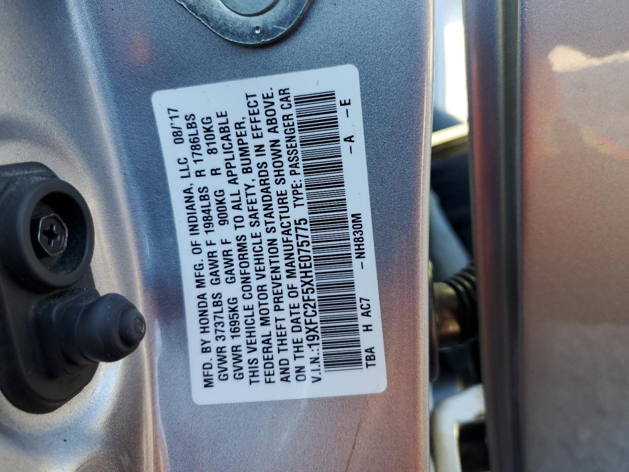 2017 Honda Civic Lx VIN: 19XFC2F5XHE075775 Lot: 81968145