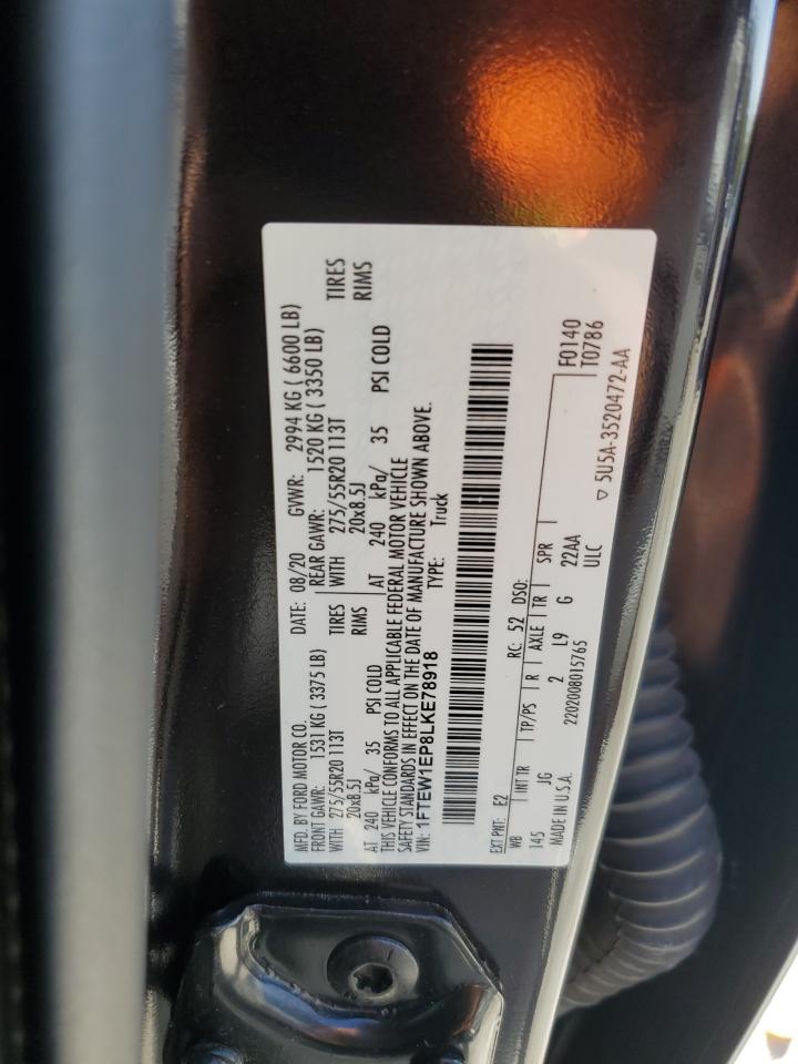 2020 Ford F150 Supercrew VIN: 1FTEW1EP8LKE78918 Lot: 90979135