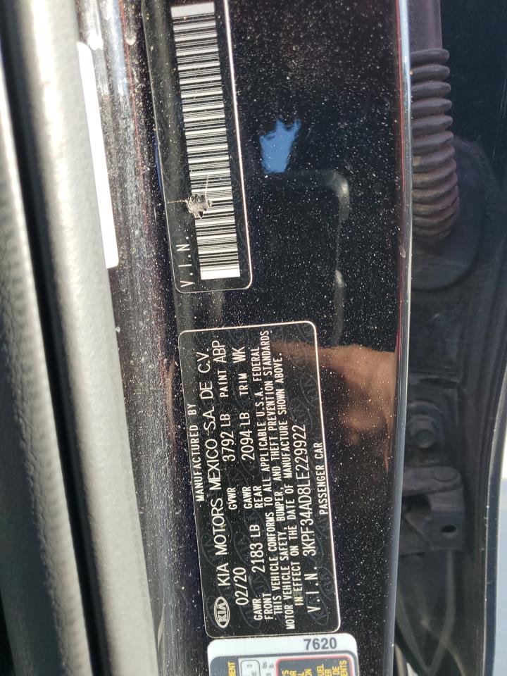 2020 Kia Forte Gt Line VIN: 3KPF34AD8LE229922 Lot: 85902515