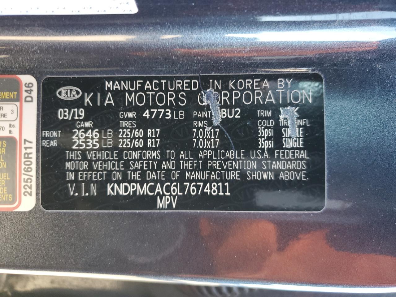 2020 Kia Sportage Lx VIN: KNDPMCAC6L7674811 Lot: 84602795