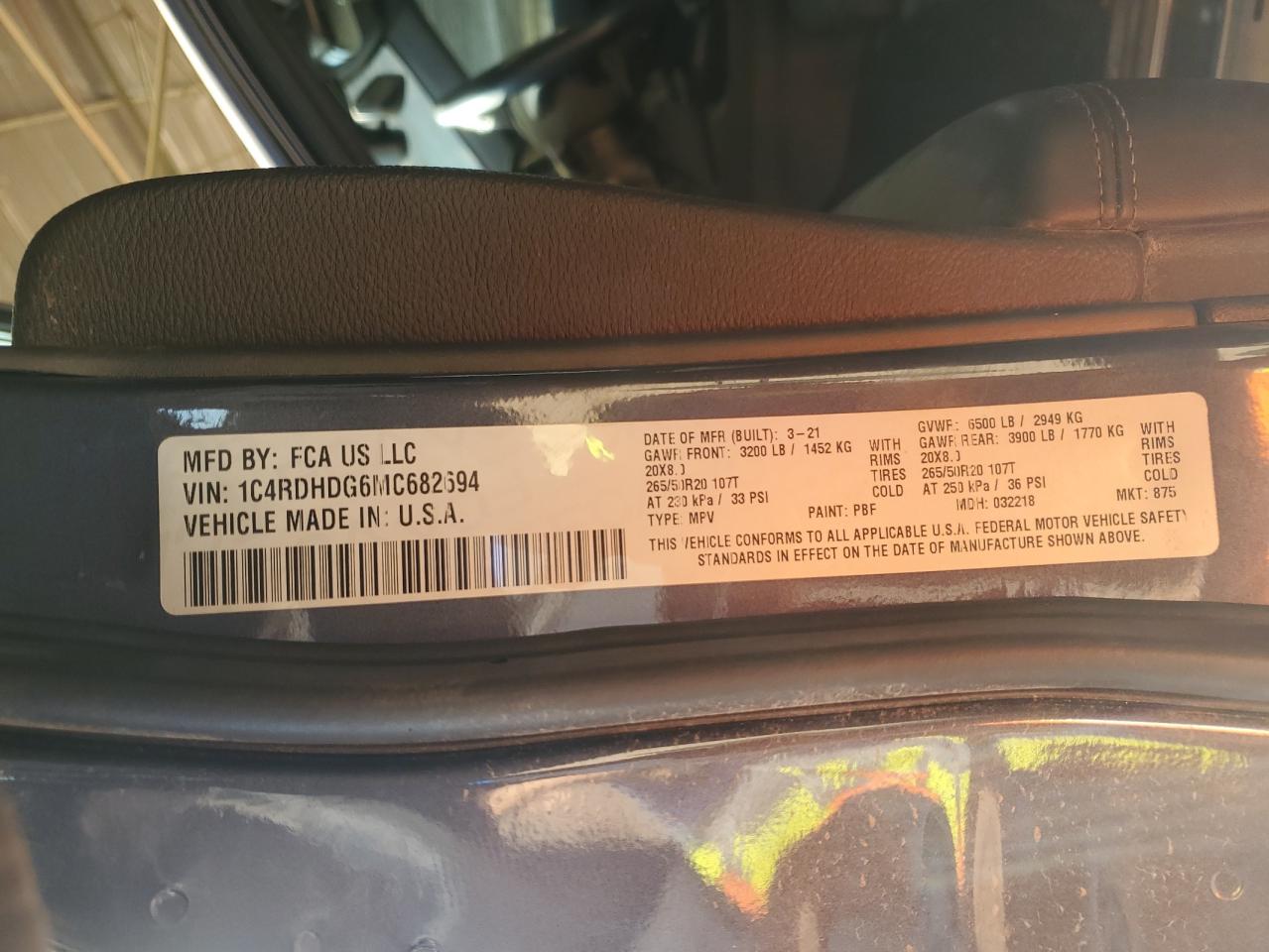 2021 Dodge Durango Gt VIN: 1C4RDHDG6MC682694 Lot: 87115245