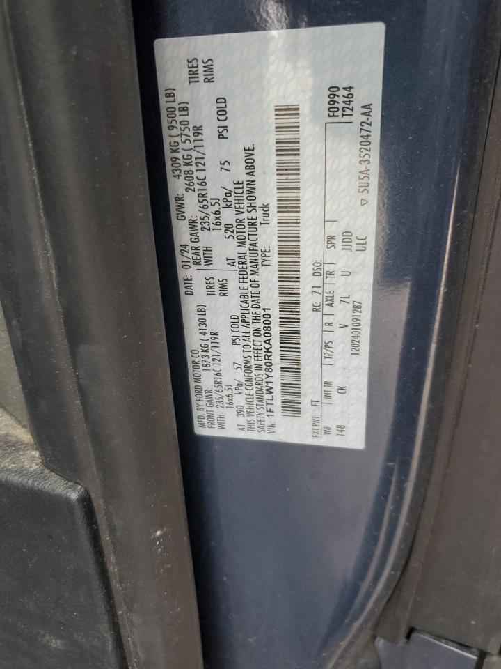 2024 Ford Transit T-350 VIN: 1FTLW1Y80RKA08001 Lot: 84964125