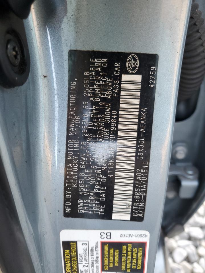 2007 Toyota Avalon Xl VIN: 4T1BK36B07U199840 Lot: 66335505