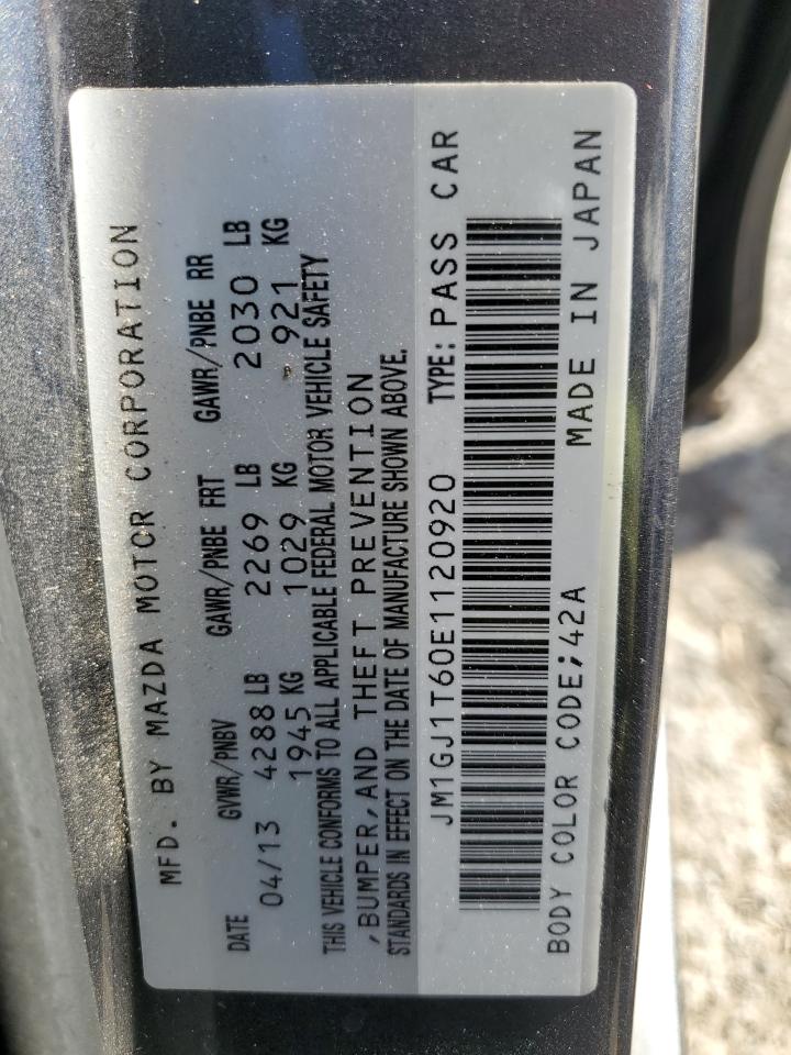 2014 Mazda 6 Touring VIN: JM1GJ1T60E1120920 Lot: 85522825