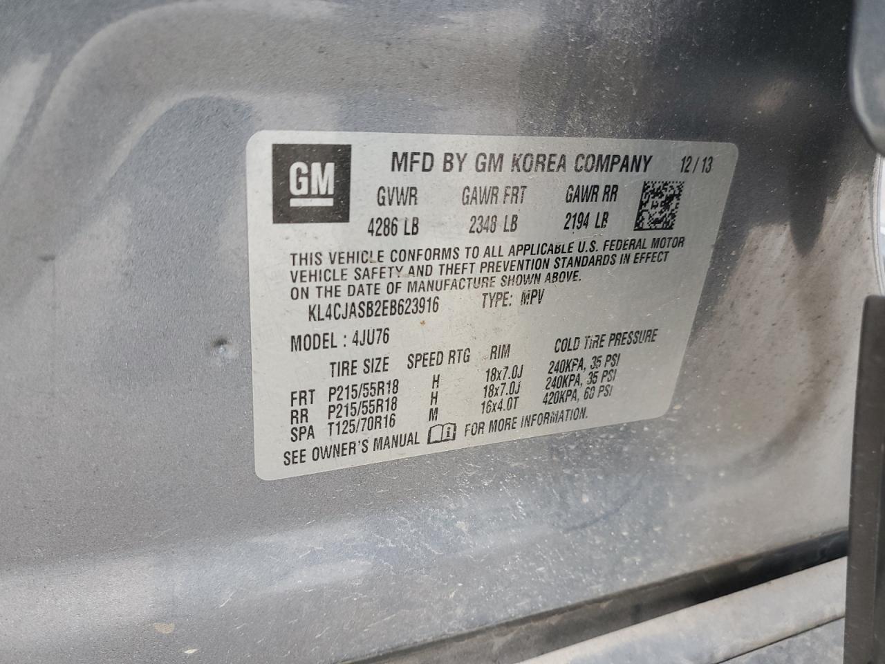 2014 Buick Encore VIN: KL4CJASB2EB623916 Lot: 85914645