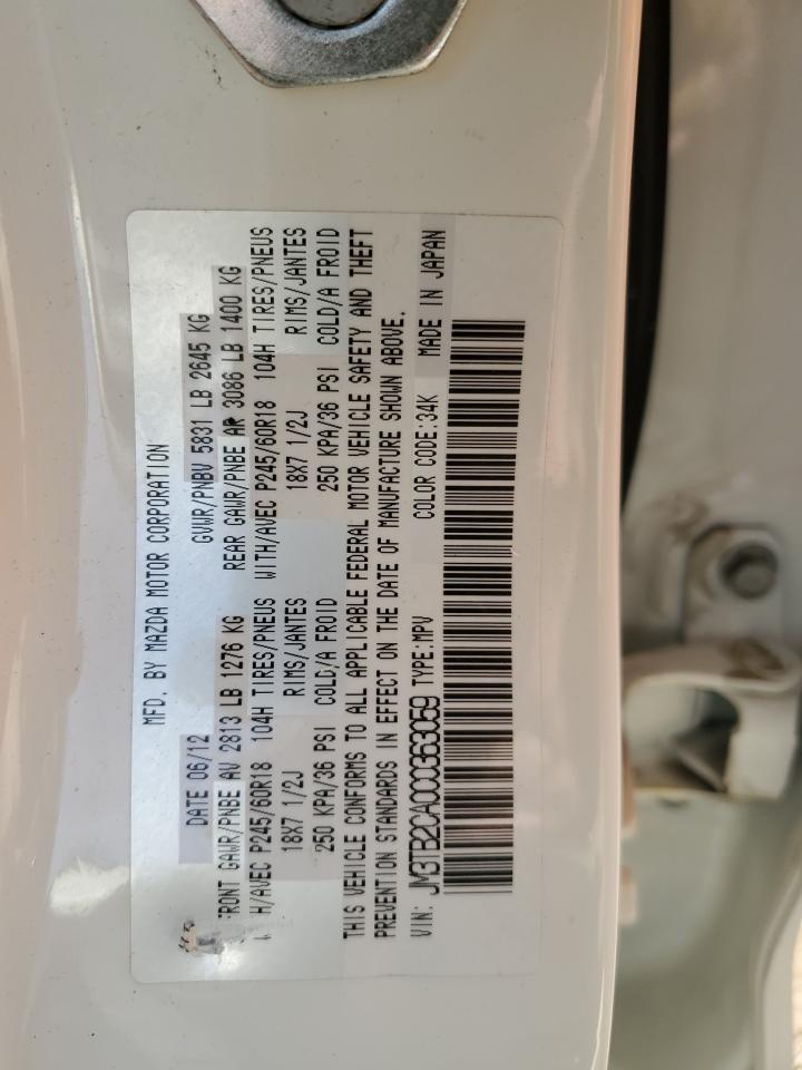 2012 Mazda Cx-9 VIN: JM3TB2CA0C0363059 Lot: 82728385