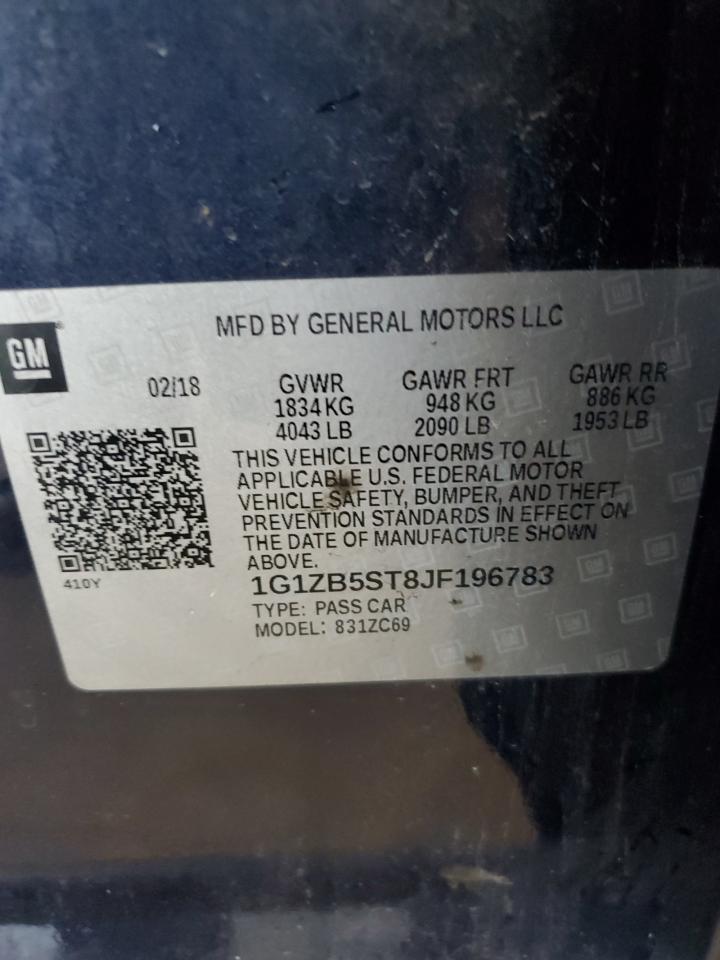 2018 Chevrolet Malibu VIN: 1G1ZB5ST8JF196783 Lot: 82482505