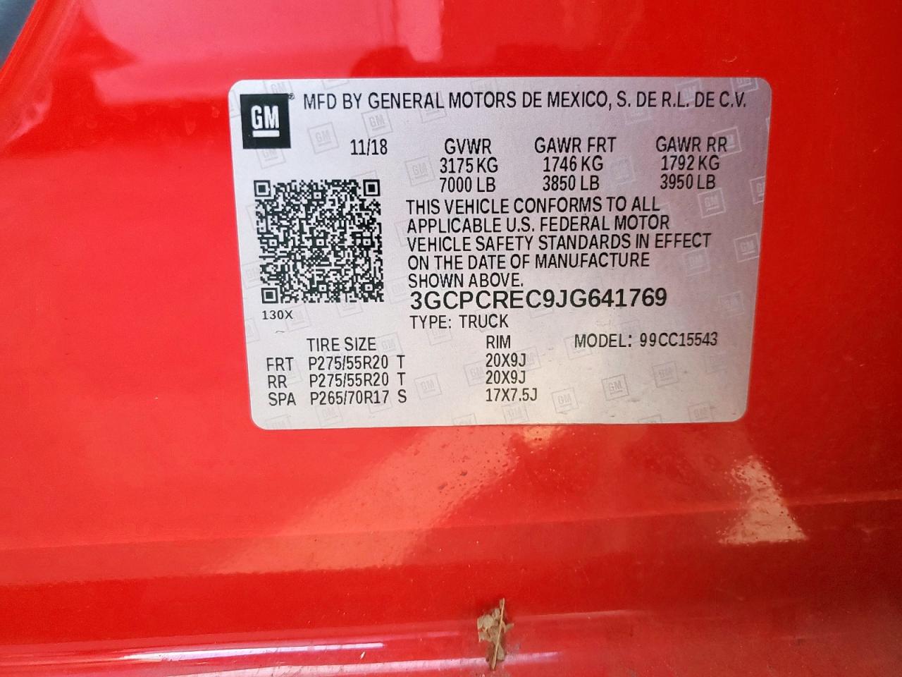 2018 Chevrolet Silverado C1500 Lt VIN: 3GCPCREC9JG641769 Lot: 85188485