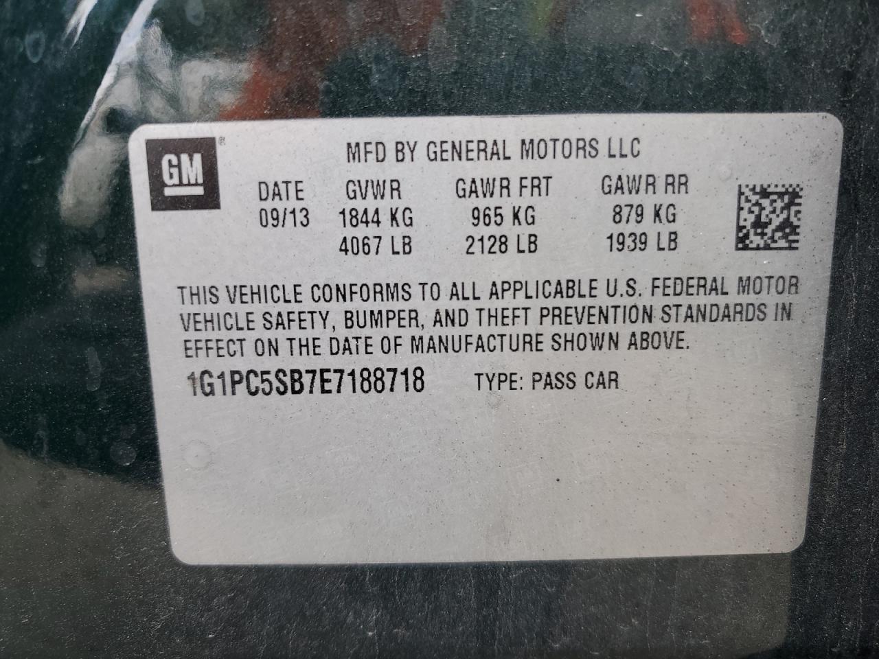 2014 Chevrolet Cruze Lt VIN: 1G1PC5SB7E7188718 Lot: 85567625