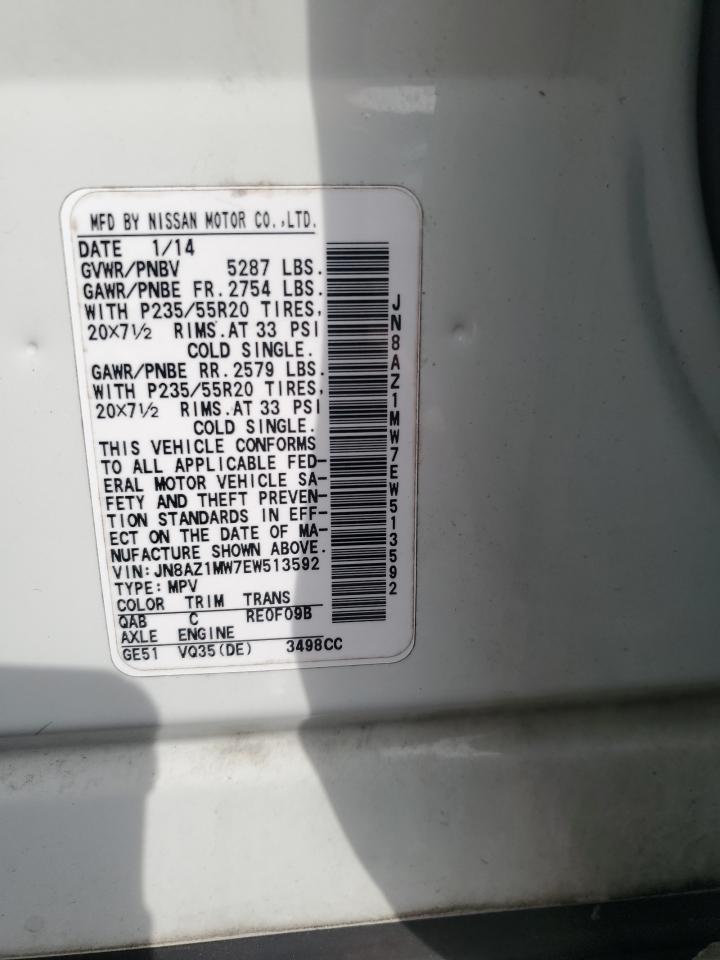 2014 Nissan Murano S VIN: JN8AZ1MW7EW513592 Lot: 82272945