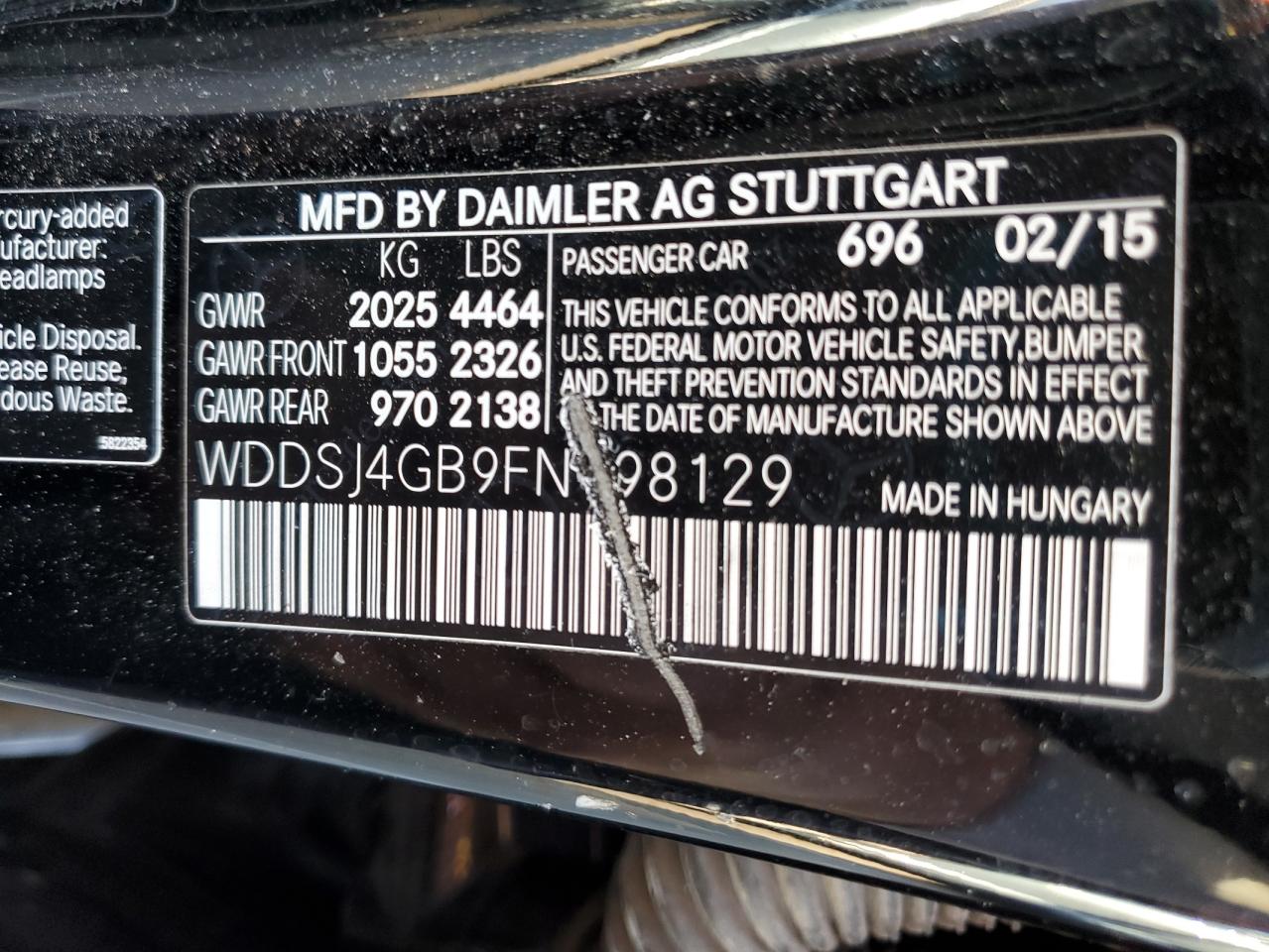 2015 Mercedes-Benz Cla 250 4Matic VIN: WDDSJ4GB9FN198129 Lot: 89725625