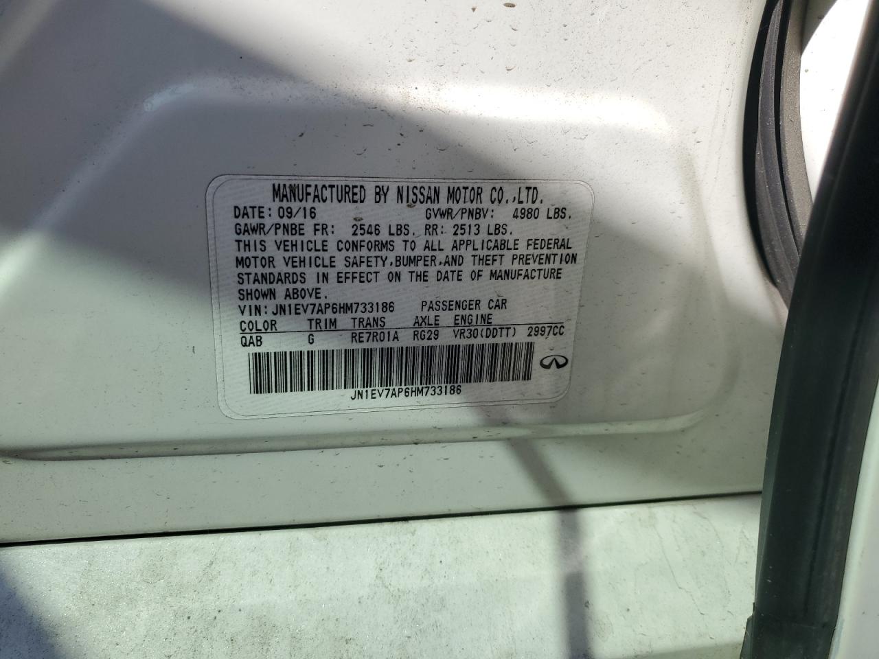 2017 Infiniti Q50 Premium VIN: JN1EV7AP6HM733186 Lot: 90542585