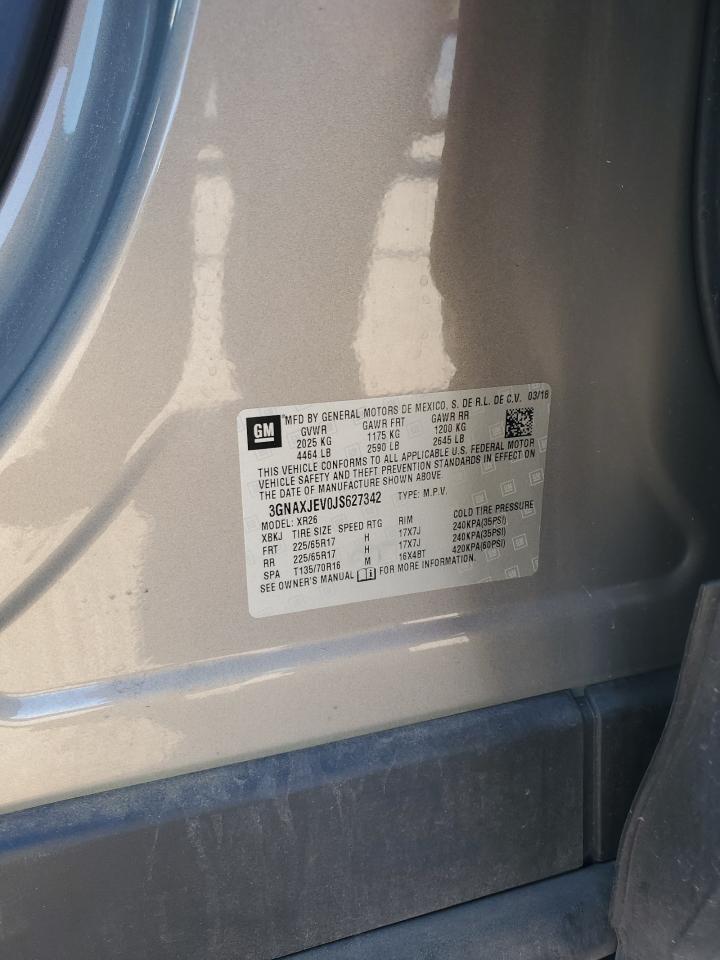 2018 Chevrolet Equinox Lt VIN: 3GNAXJEV0JS627342 Lot: 85385845