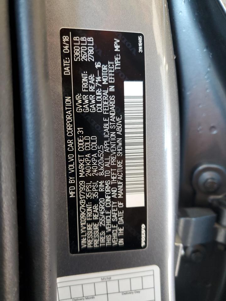 2019 Volvo Xc60 T5 VIN: LYV102RK7KB177929 Lot: 85375815