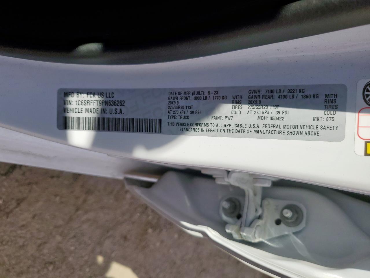 2023 Ram 1500 Big Horn/Lone Star VIN: 1C6SRFFT9PN636262 Lot: 90392255