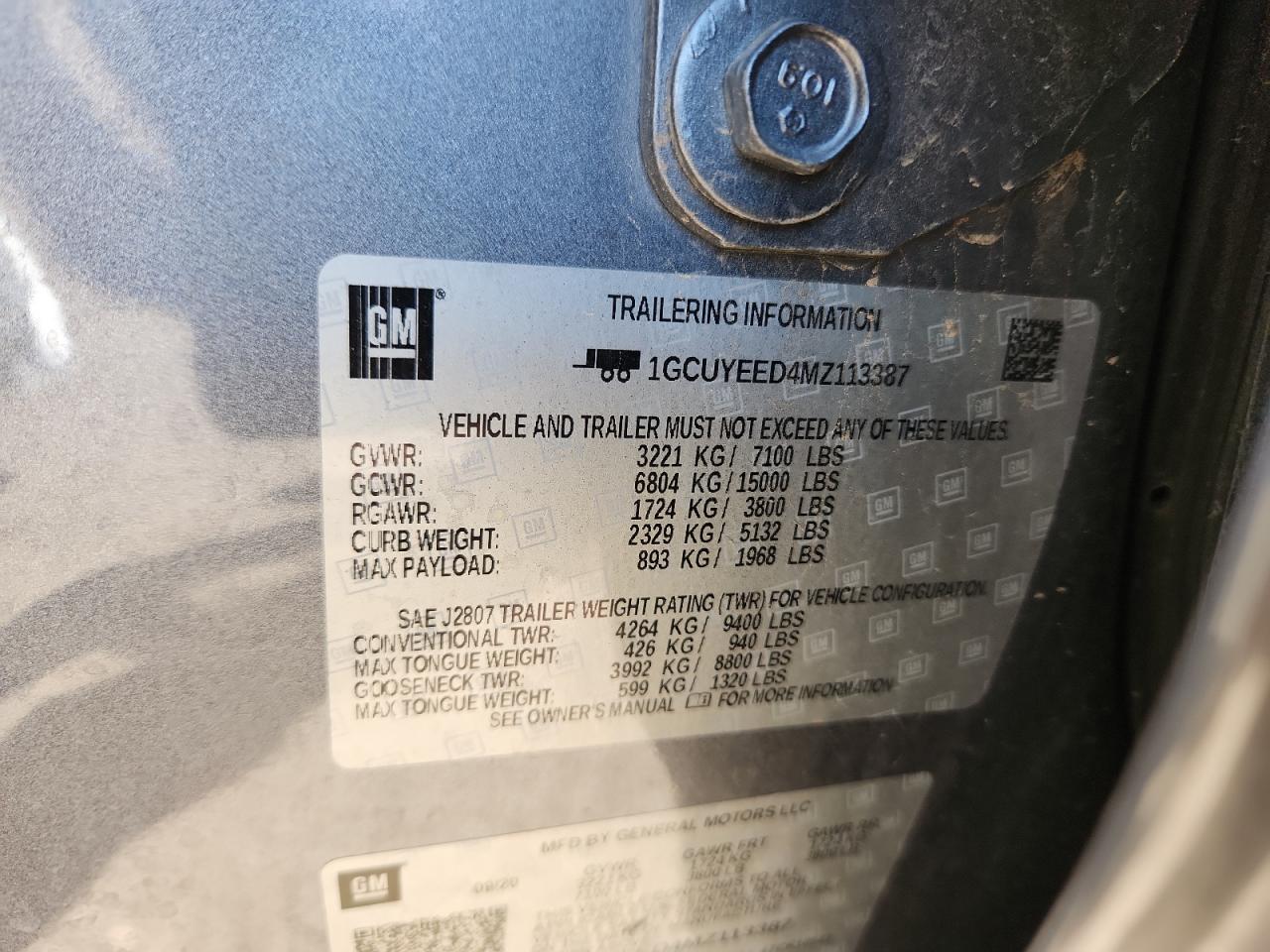 2021 Chevrolet Silverado K1500 Rst VIN: 1GCUYEED4MZ113387 Lot: 84997695