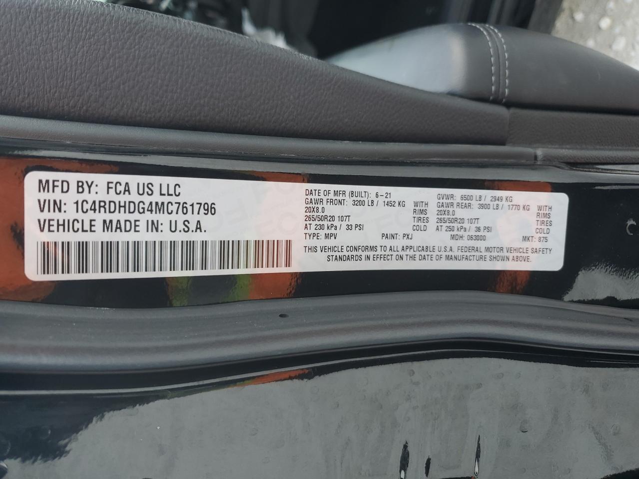 2021 Dodge Durango Gt VIN: 1C4RDHDG4MC761796 Lot: 89618095