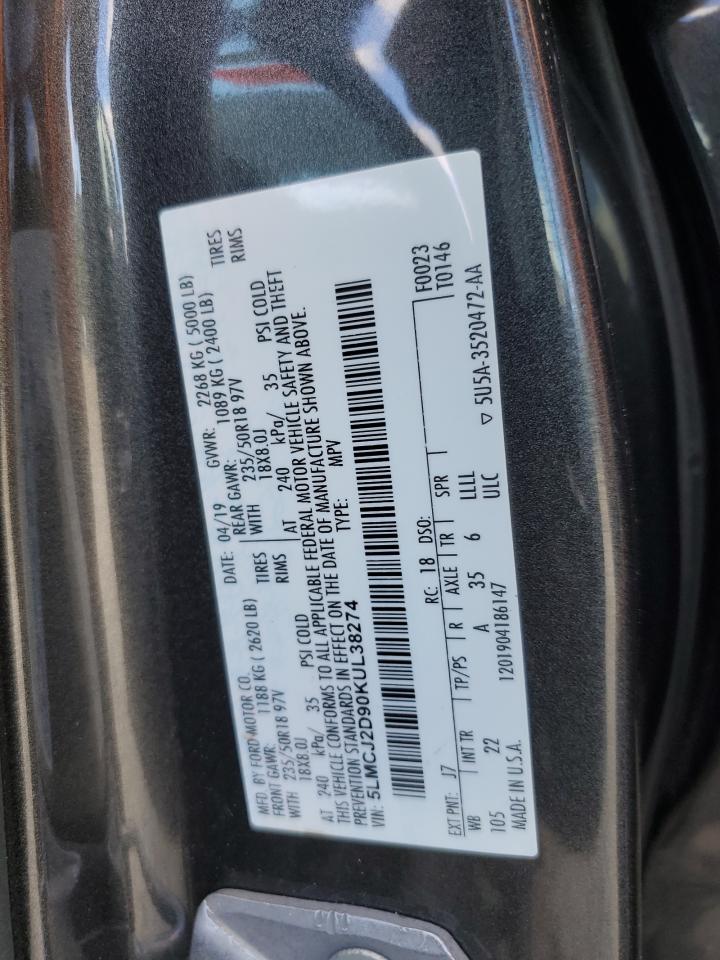 2019 Lincoln Mkc Select VIN: 5LMCJ2D90KUL38274 Lot: 84905365