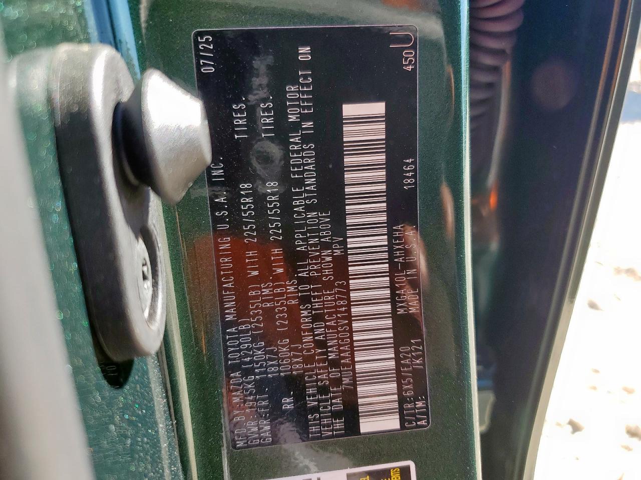 2025 Toyota Corolla Cross Xle VIN: 7MUEAAAG0SV148773 Lot: 90101405