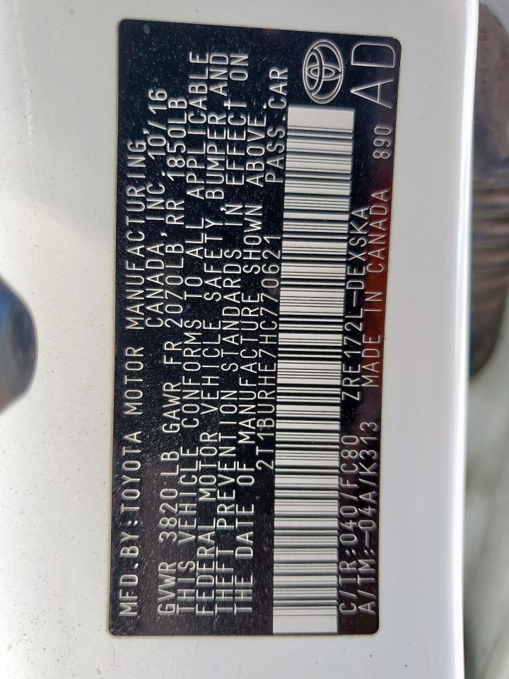 2017 Toyota Corolla L VIN: 2T1BURHE7HC770621 Lot: 84962385