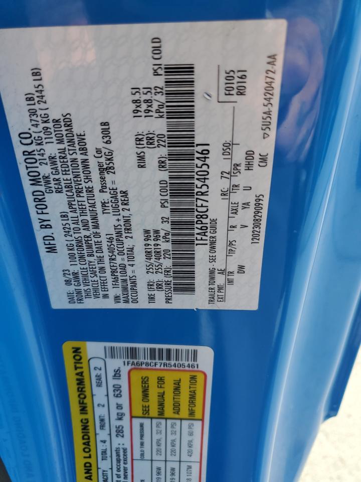 2024 Ford Mustang Gt VIN: 1FA6P8CF7R5405461 Lot: 84998035