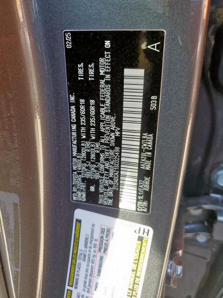 2025 Lexus Nx 250 Base VIN: 2T2ADCAZ1SC025498 Lot: 83834905
