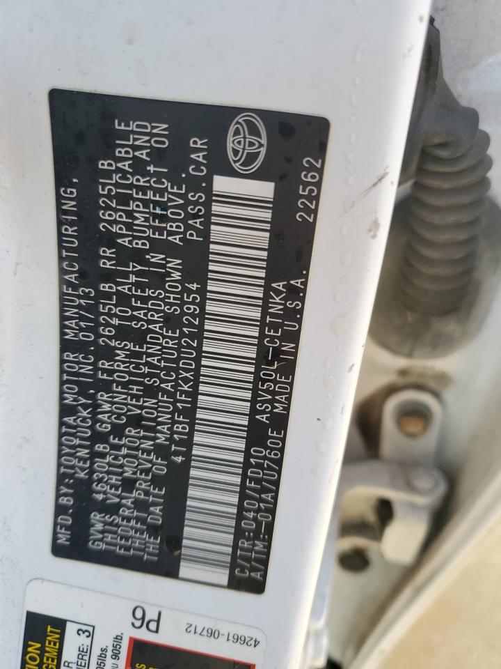 2013 Toyota Camry L VIN: 4T1BF1FKXDU212954 Lot: 85594925