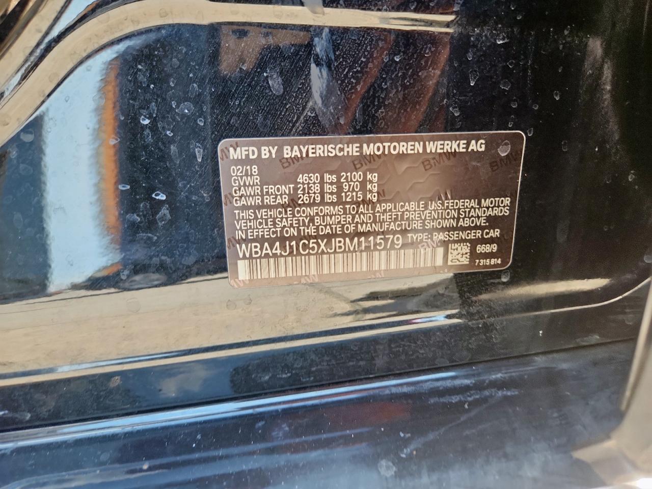 2018 BMW 430I Gran Coupe VIN: WBA4J1C5XJBM11579 Lot: 81983165