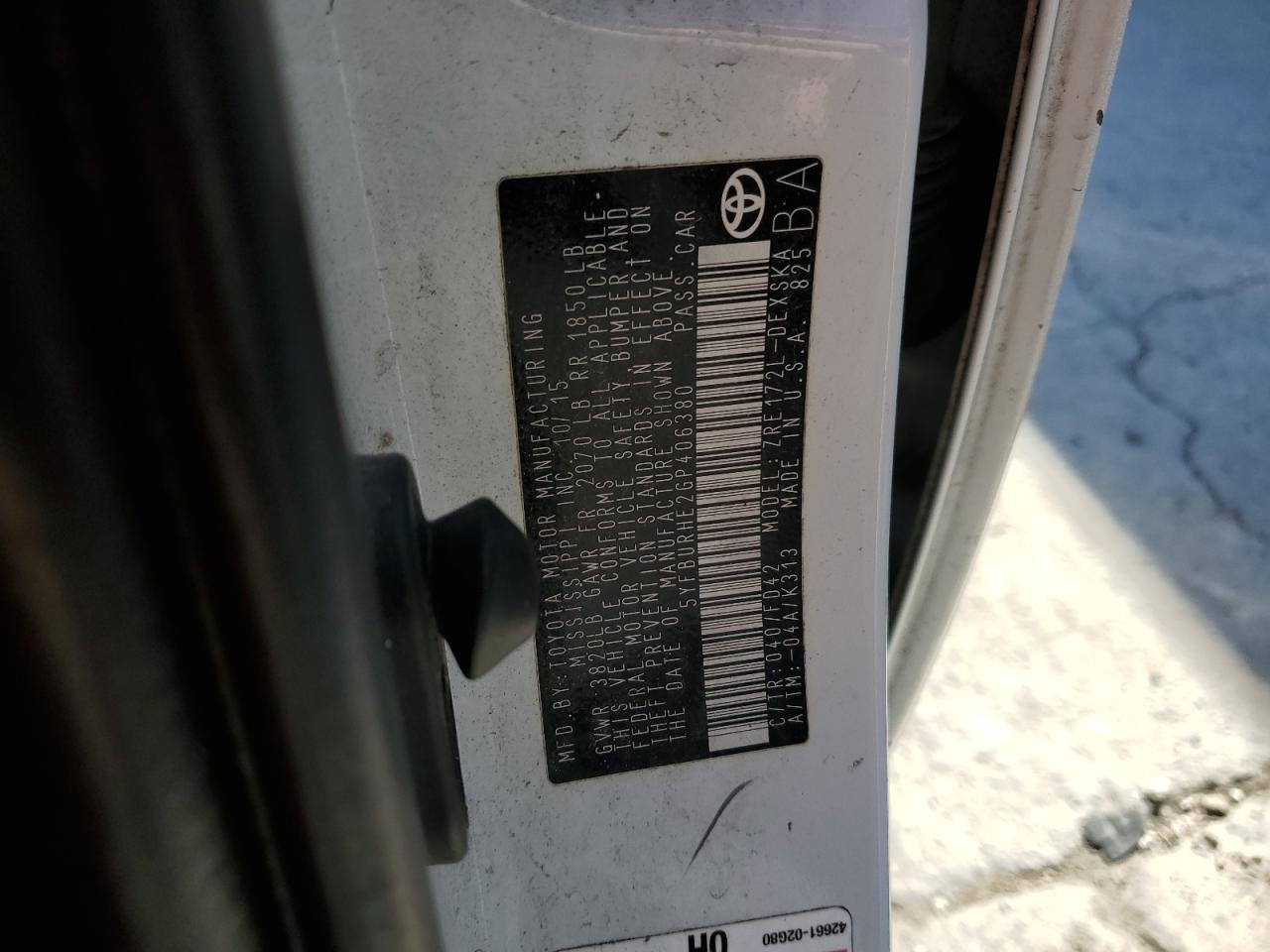 2016 Toyota Corolla L VIN: 5YFBURHE2GP406380 Lot: 82325735