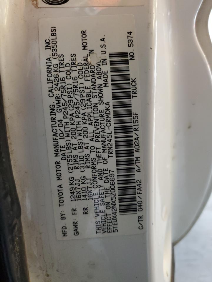 2005 Toyota Tacoma Access Cab VIN: 5TEUX42NX5Z006697 Lot: 84185015