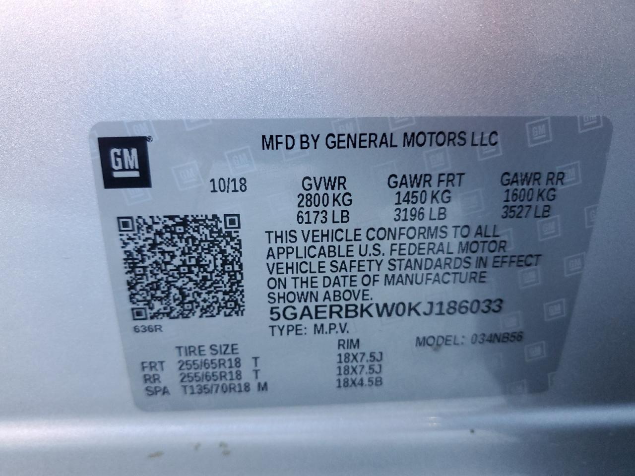 2019 Buick Enclave Essence VIN: 5GAERBKW0KJ186033 Lot: 90456485