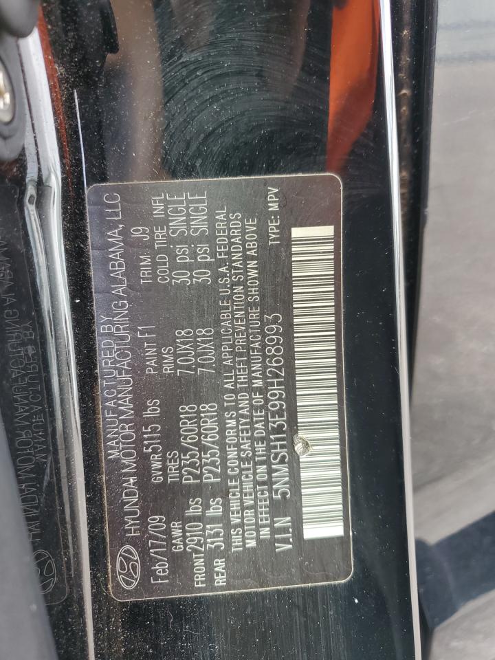 2009 Hyundai Santa Fe Se VIN: 5NMSH13E99H268993 Lot: 85821075