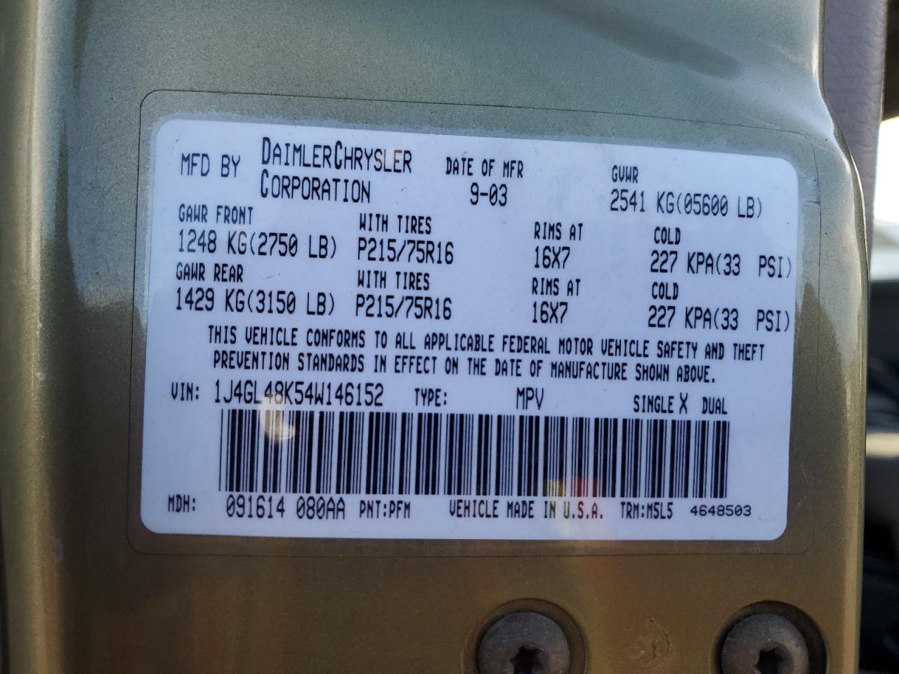 2004 Jeep Liberty Sport VIN: 1J4GL48K54W146152 Lot: 85589605