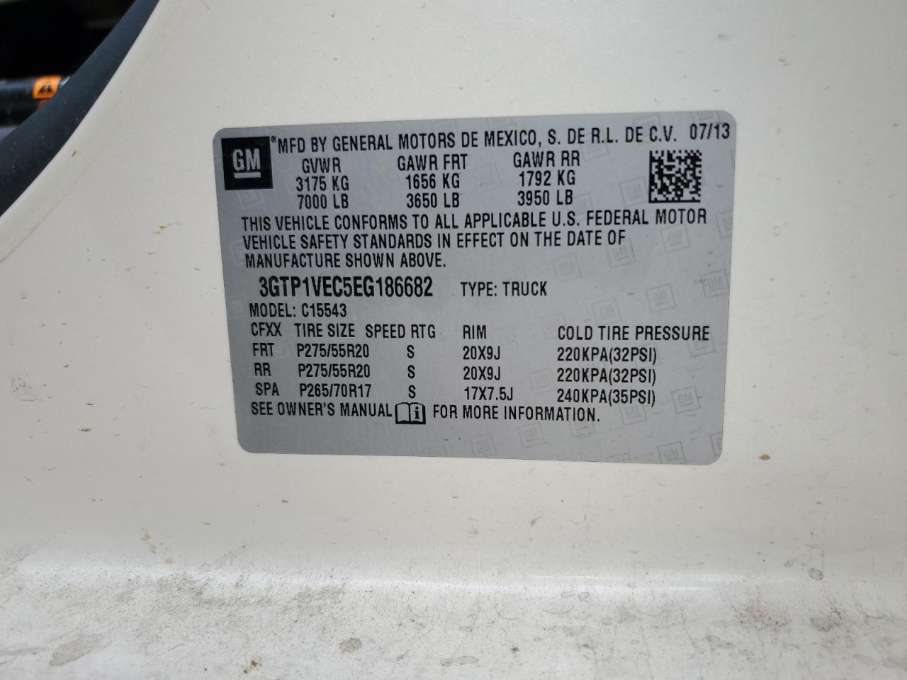 2014 GMC Sierra C1500 Slt VIN: 3GTP1VEC5EG186682 Lot: 89737485