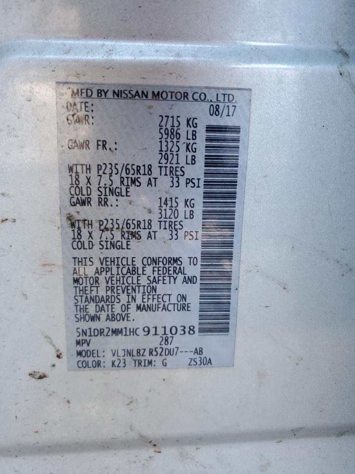 2017 Nissan Pathfinder S VIN: 5N1DR2MM1HC911038 Lot: 82370145