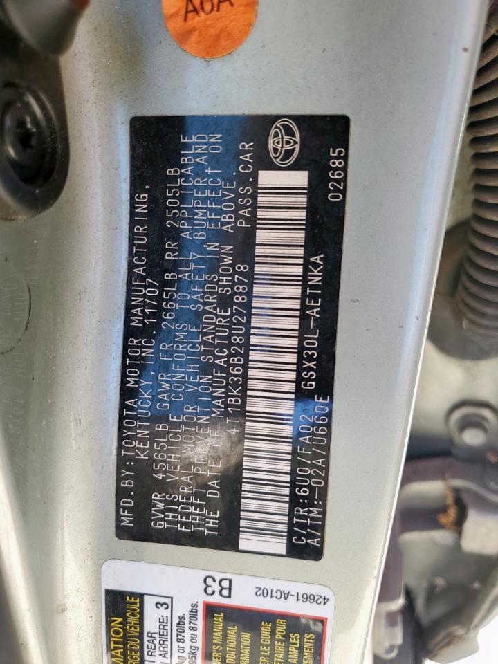 2008 Toyota Avalon Xl VIN: 4T1BK36B28U278878 Lot: 82337005