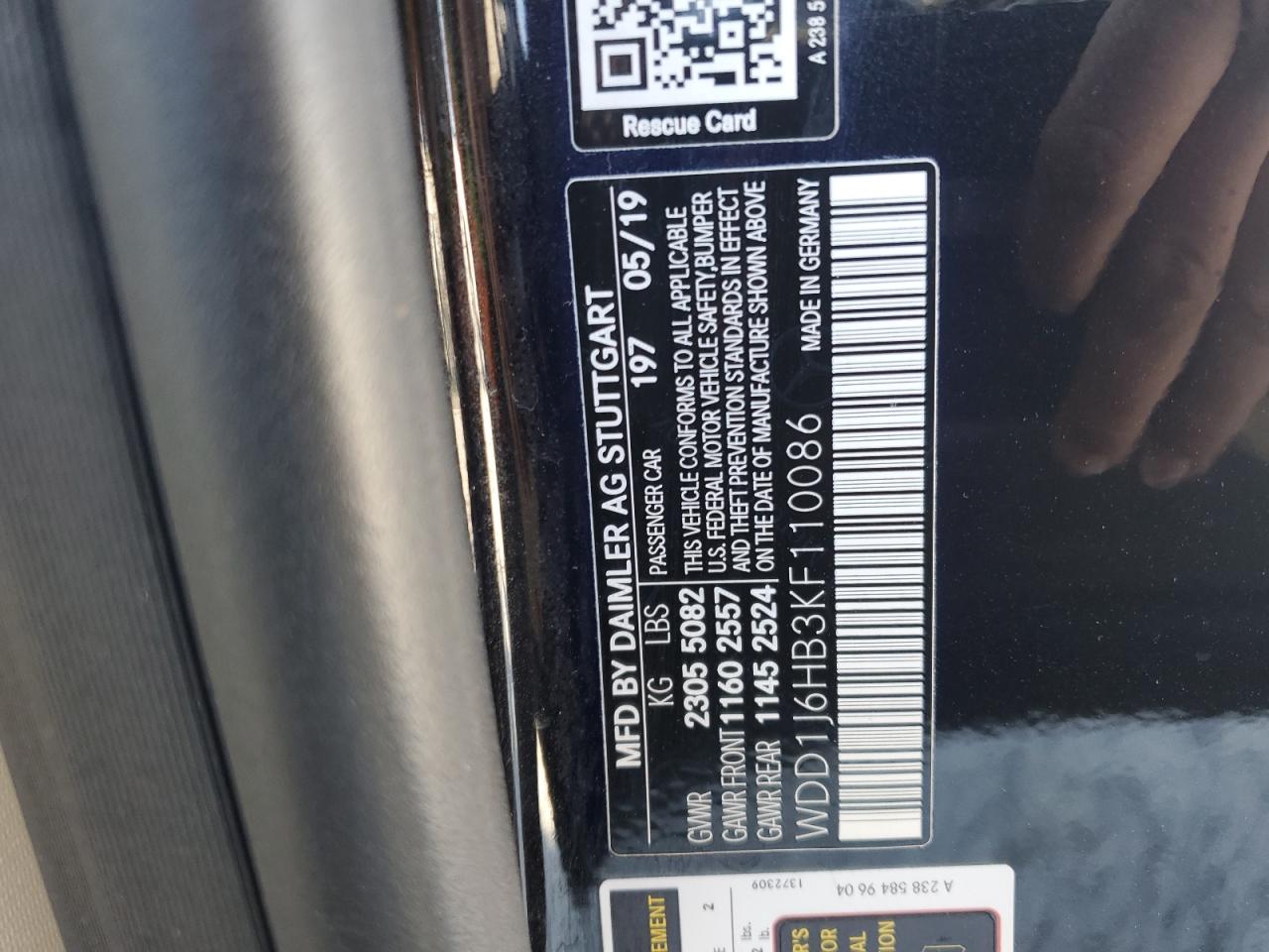 2019 Mercedes-Benz E 450 VIN: WDD1J6HB3KF110086 Lot: 83774025