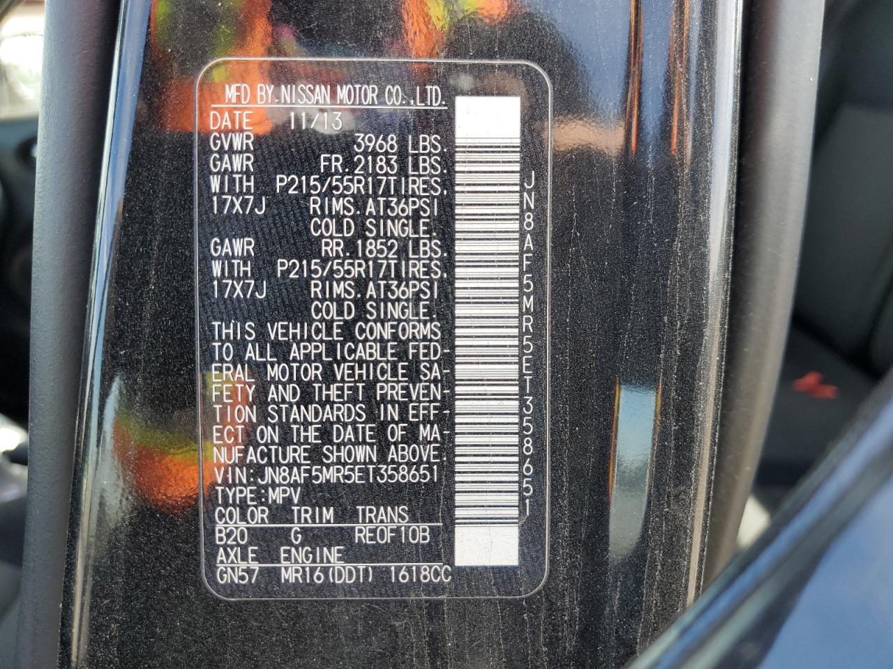 2014 Nissan Juke S VIN: JN8AF5MR5ET358651 Lot: 81993195