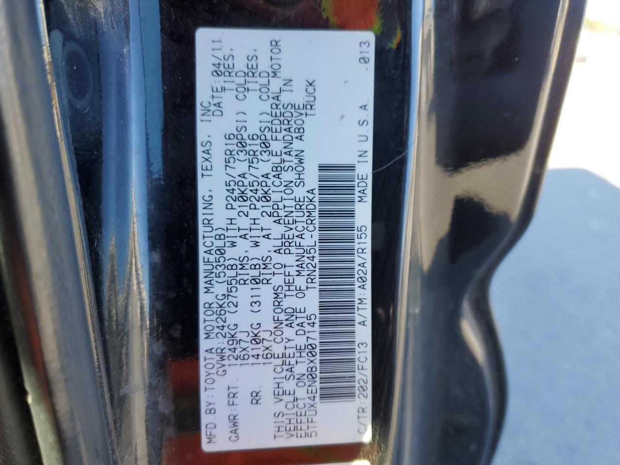 2011 Toyota Tacoma Access Cab VIN: 5TFUX4EN0BX007145 Lot: 90533205