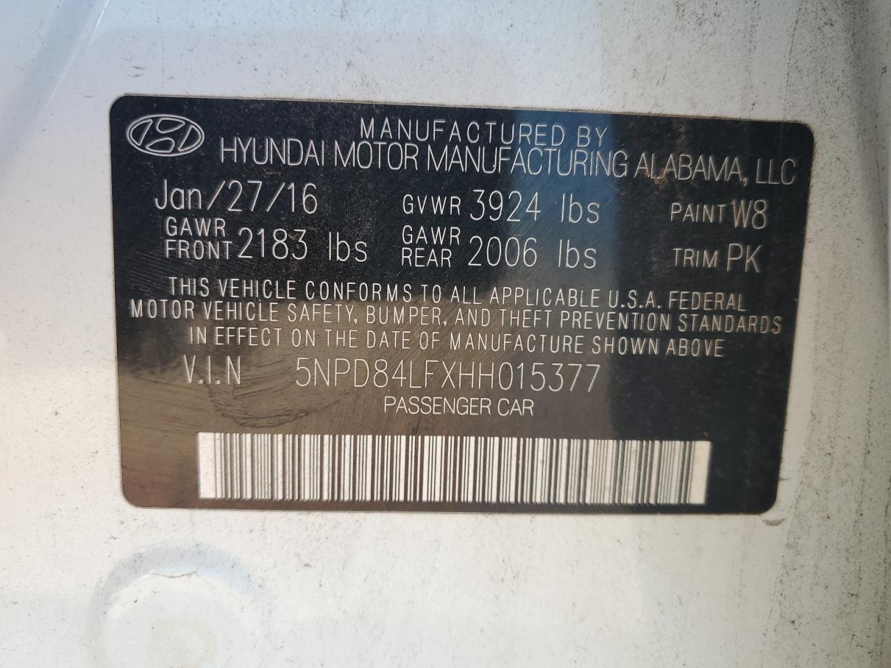 2017 Hyundai Elantra Se VIN: 5NPD84LFXHH015377 Lot: 82400485