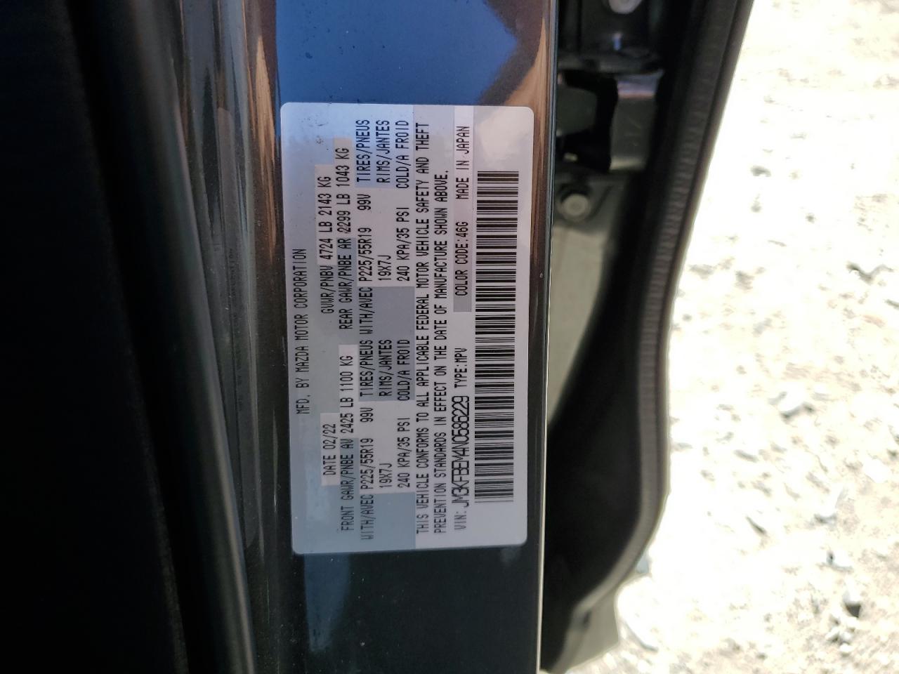 2022 Mazda Cx-5 Premium Plus VIN: JM3KFBEM4N0586229 Lot: 90340115